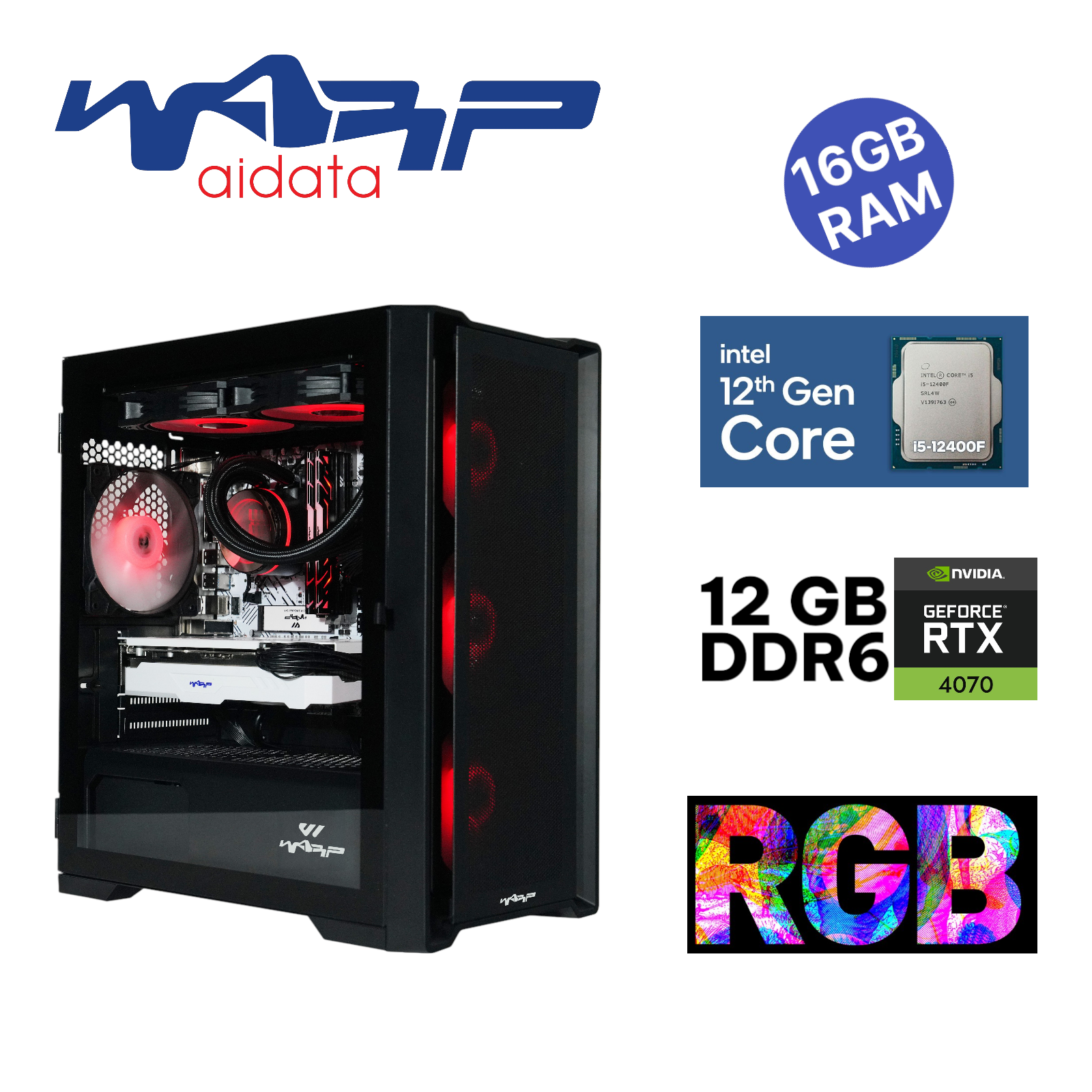 Warp Optima Black INTEL 12400F CPU-RTX4070 12GB